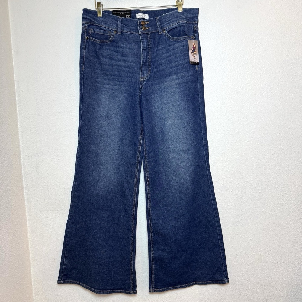 Sofia Vergara Margot Wide Leg Jeans Womens 14 Super High Rise Dark Wash Stretch
